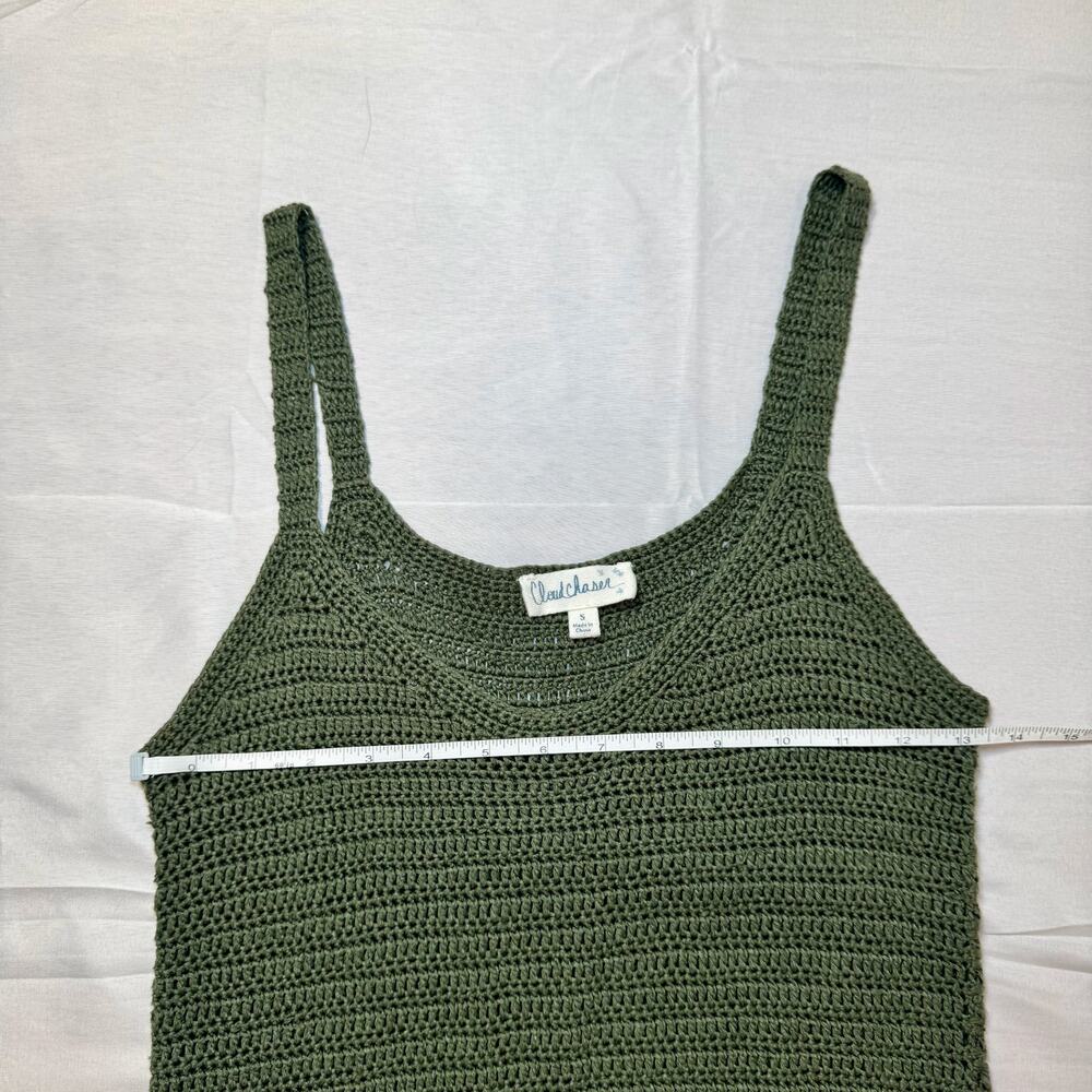 Crochet Fringe Tank Top Olive Green Women's Small Boho Festival St Patricks - Picture 4 of 11